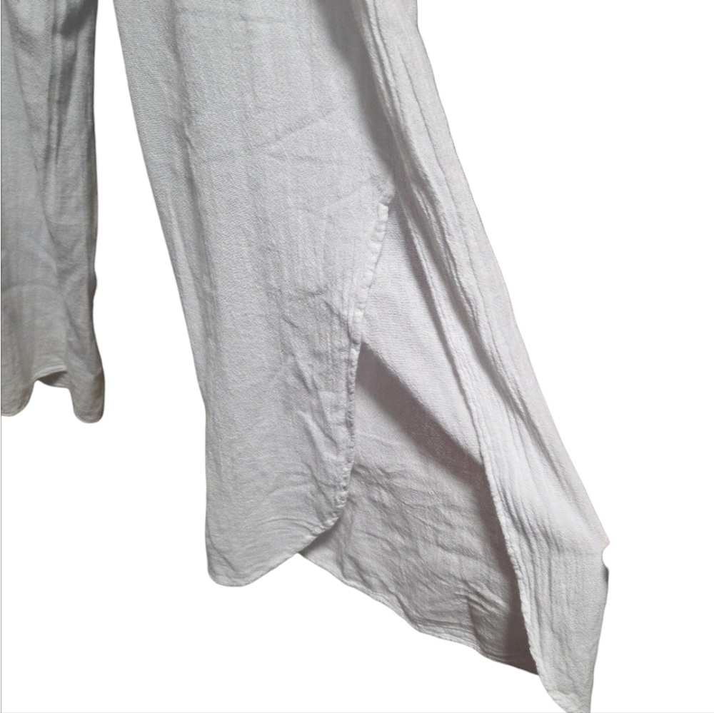 Cotton Natural 100% Cotton White Flowy Slit-Leg Thai Pants Size Small New! - Picture 4 of 7